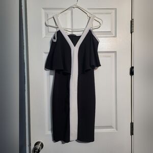 Zara Elegant Monochrome Strapless Dress